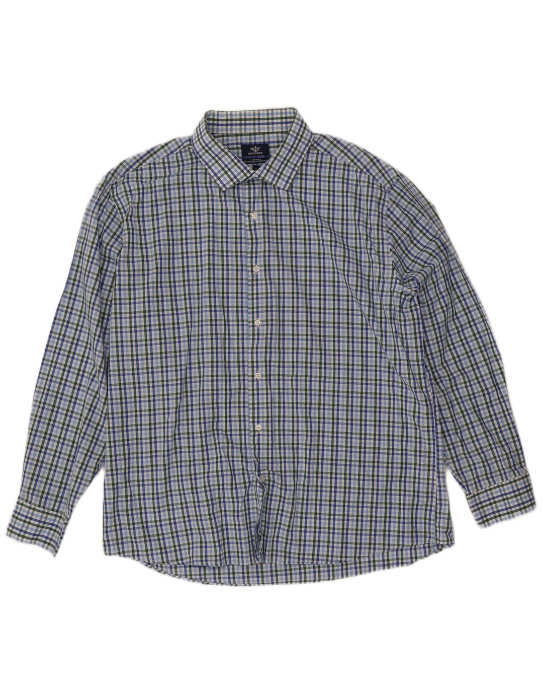 DOCKERS Tailliertes Herrenhemd, Größe 17 1/2 XL, mehrfarbig karierte Baumwolle