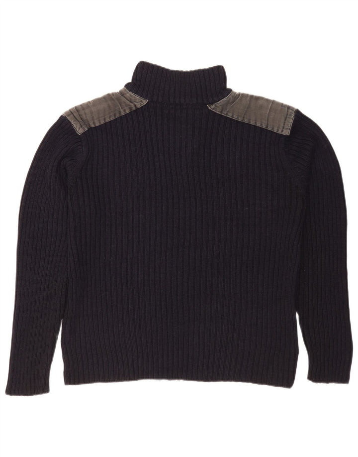 Pierre Cardin Herren-Pullover mit Knopfkragen, Größe S, Marineblau, Farbblock