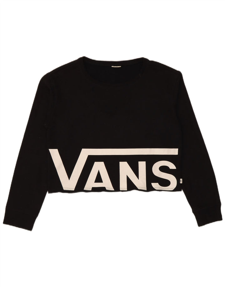 Vans Damen Graphic Crop Sweatshirt Pullover UK 14 Medium Schwarz