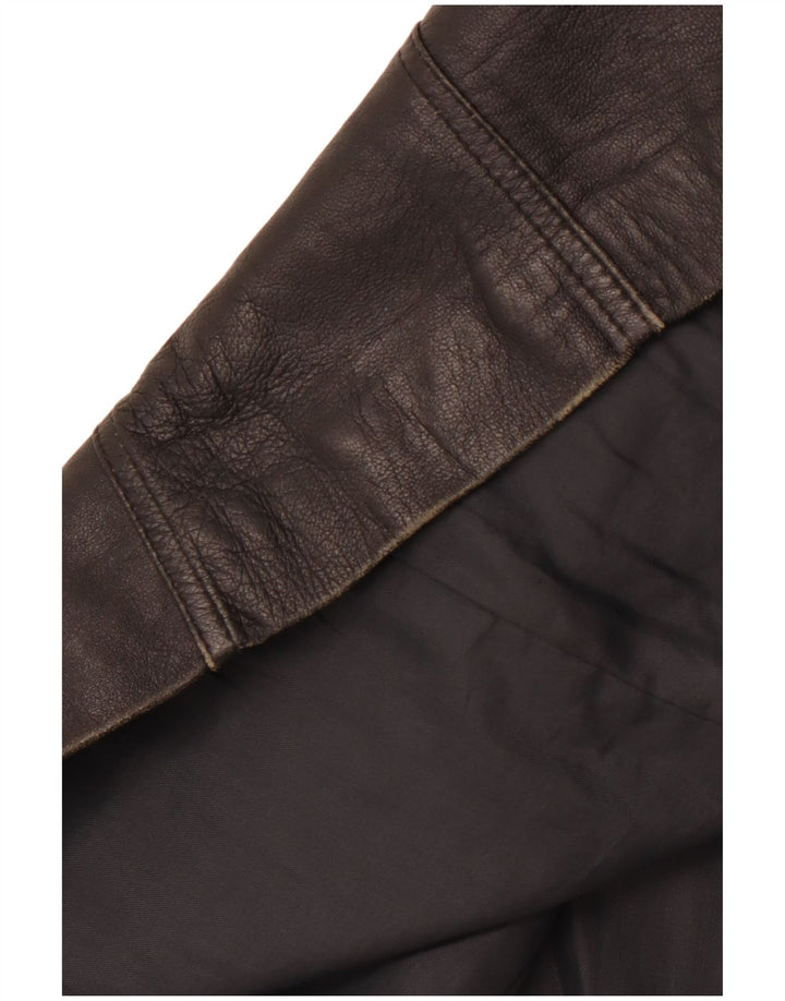 VINTAGE Damen Ledermantel IT 40 Small Schwarz