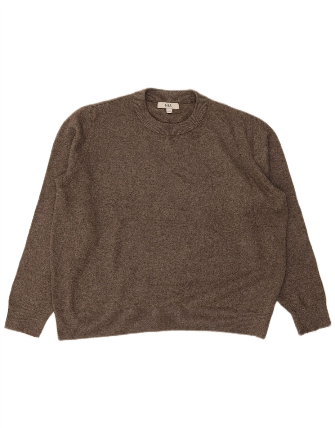 Marks & Spencer Herren-Pullover mit Rundhalsausschnitt, groß, braun, Polyester