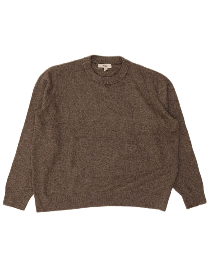 Marks & Spencer Herren-Pullover mit Rundhalsausschnitt, groß, braun, Polyester