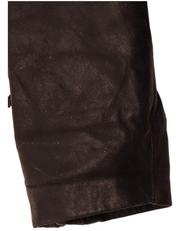 VINTAGE Damen Leder Bikerjacke UK 14 Mittelschwarzes Leder