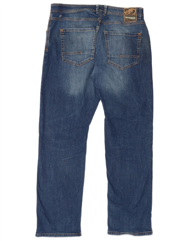 Kangaroo Poo Herren Straight Jeans W36 L32 Blaue Baumwolle