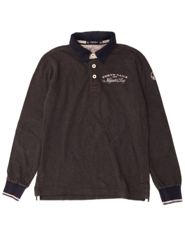 North Sails Herren-Rugby-Poloshirt mit Grafik, Mittelgrau, Farbblock