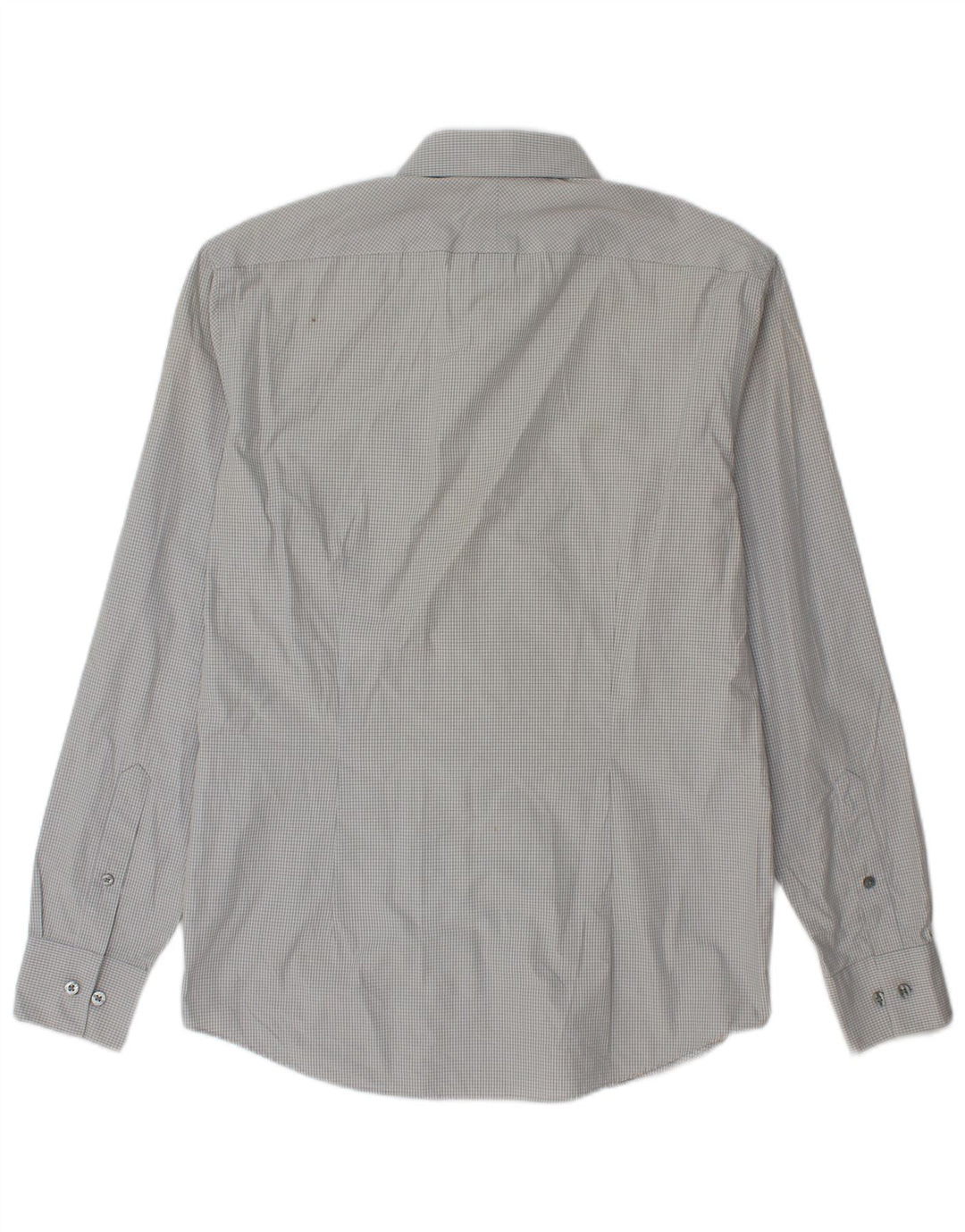 Calvin Klein Herren-Slim-Fit-Hemd, Größe 39, 15 1/2, mittelgraue Gingham-Baumwolle