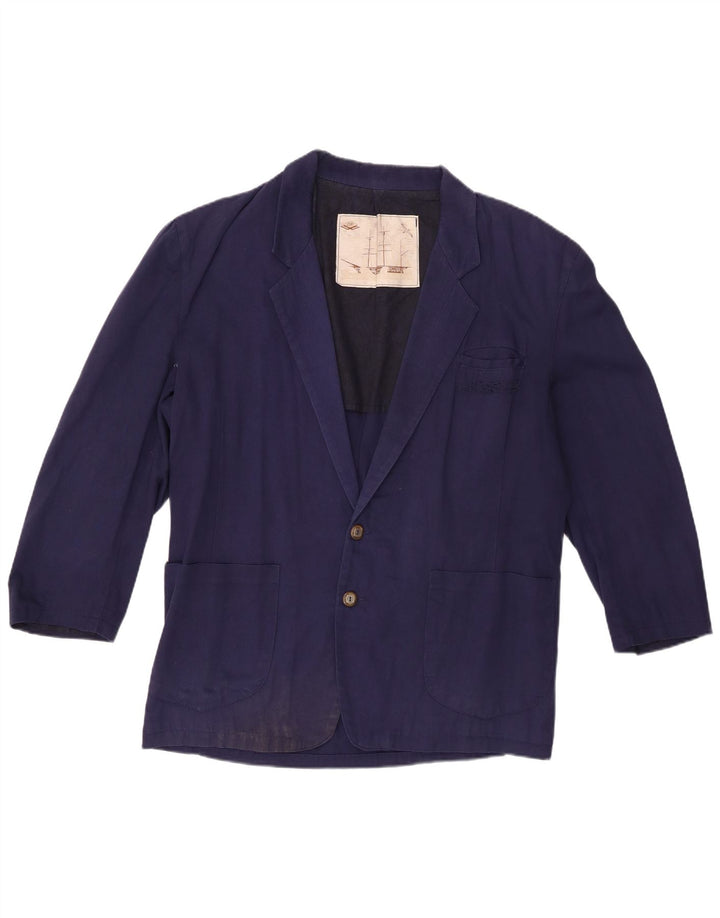 Zip Herren-Blazer mit 2 Knöpfen und 3/4-Ärmeln, UK 42, XL, Marineblau, Baumwolle