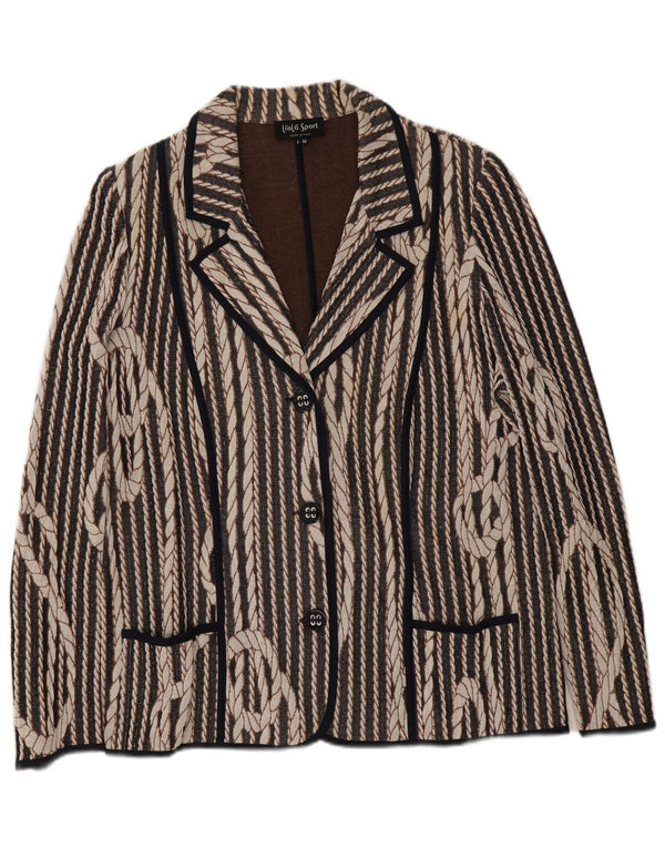 Liola Damen-Strickjacke mit 3 Knöpfen, IT 50 XL, schwarz gestreift, Baumwolle