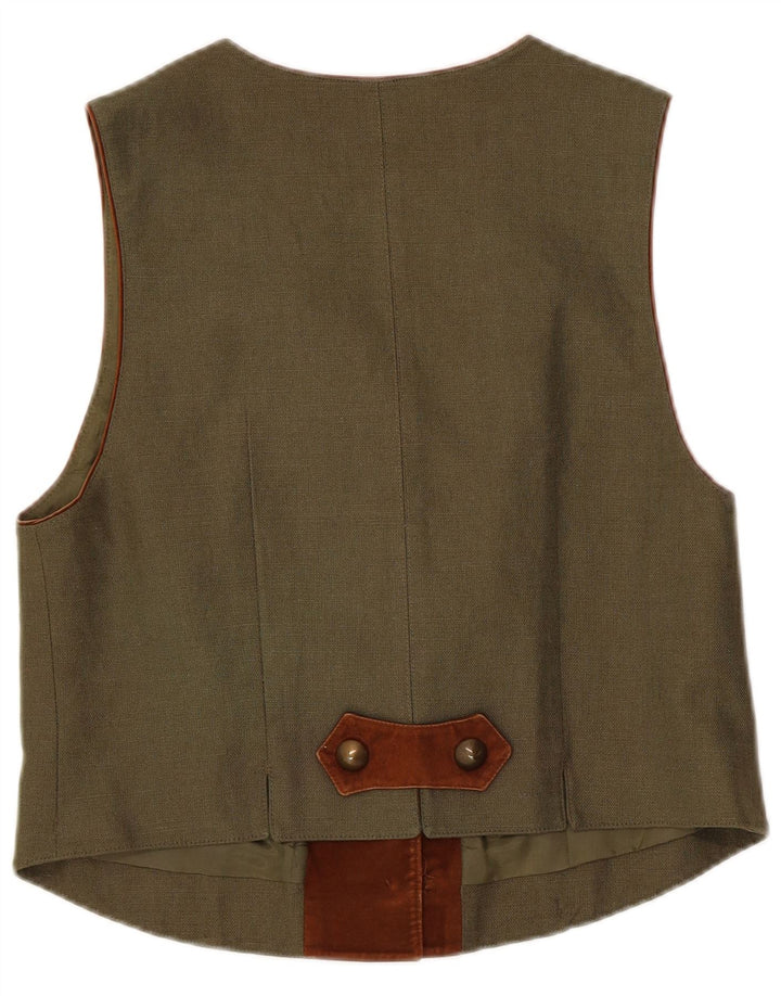 C&A Damen Weste UK 14 Medium Khaki Floral Linen