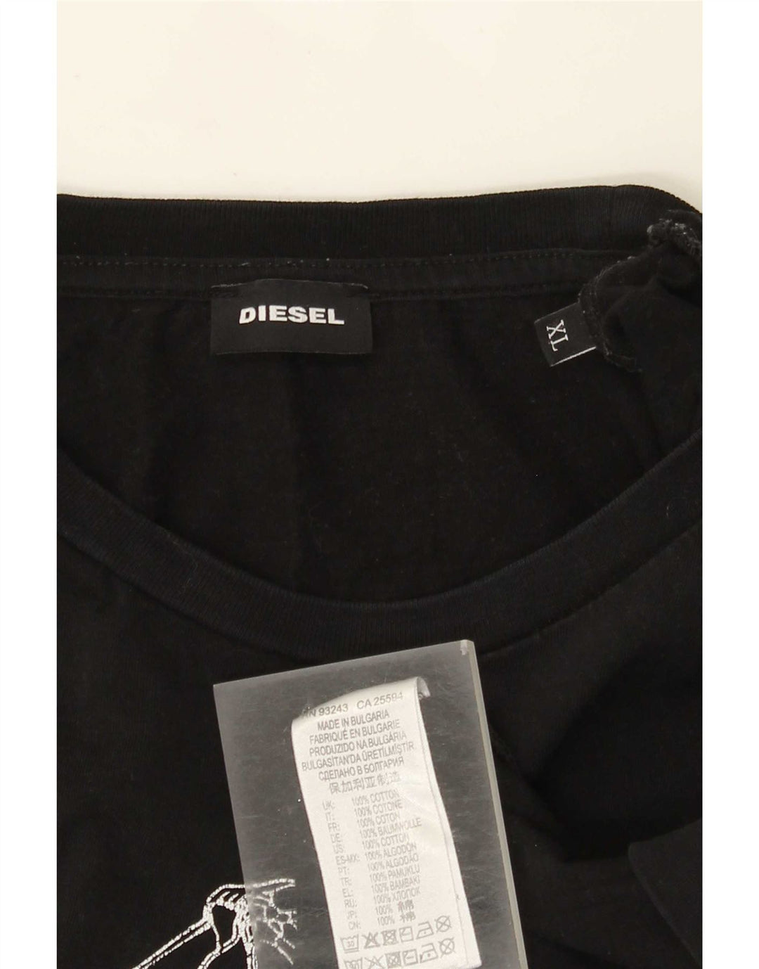 Diesel Herren Graphic T-Shirt Top XL Schwarz Baumwolle
