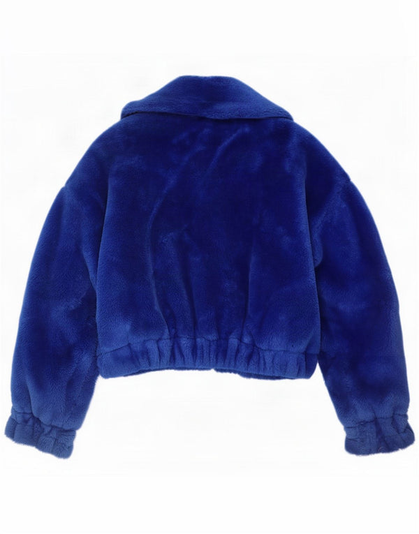 Vintage Damen Kunstpelzjacke IT 48 XL Blau