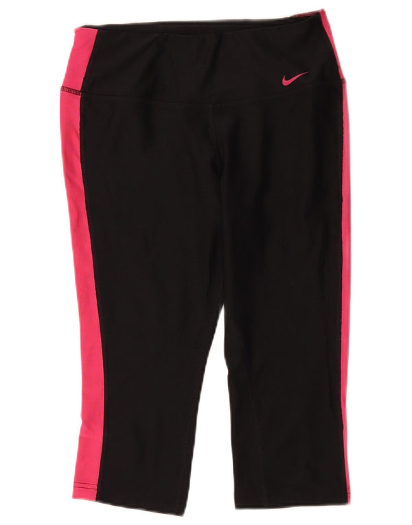 Nike Damen Dri Fit Capri Leggings UK 8 Small Schwarz Colourblock Sports