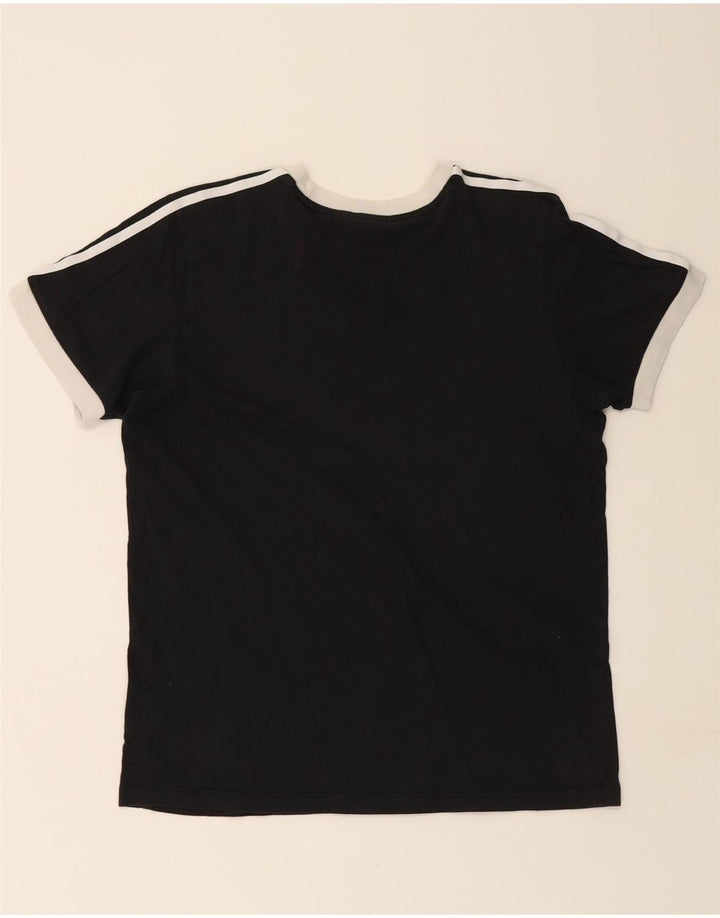 ADIDAS Damen T-Shirt Top UK 12 Medium Schwarz Baumwolle