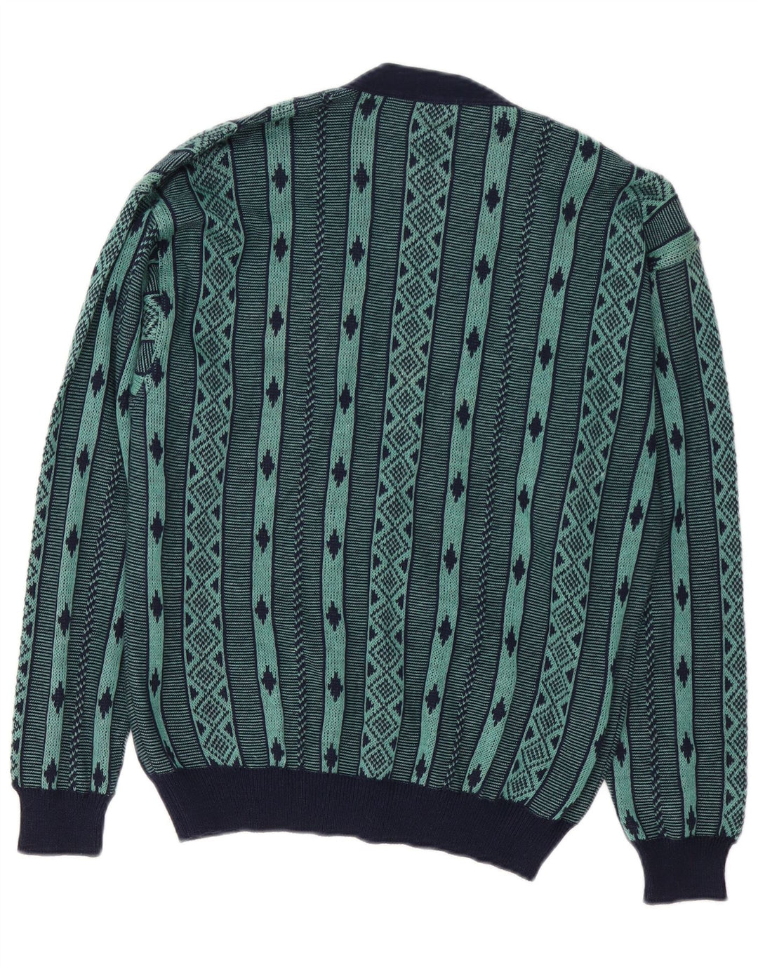 DALMINE Herren-Strickjacke aus mittelgrüner, geometrischer Baumwolle
