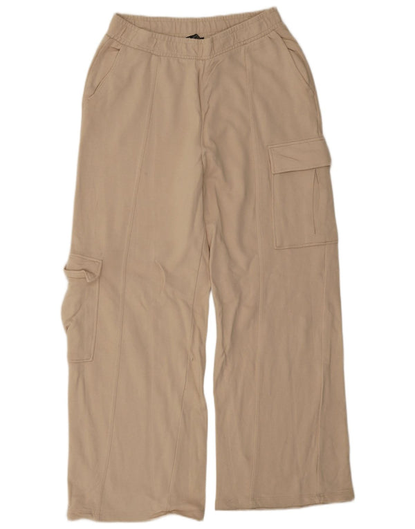 Zara Damen Cargo-Trainingshose UK 14 Large Beige Baumwolle