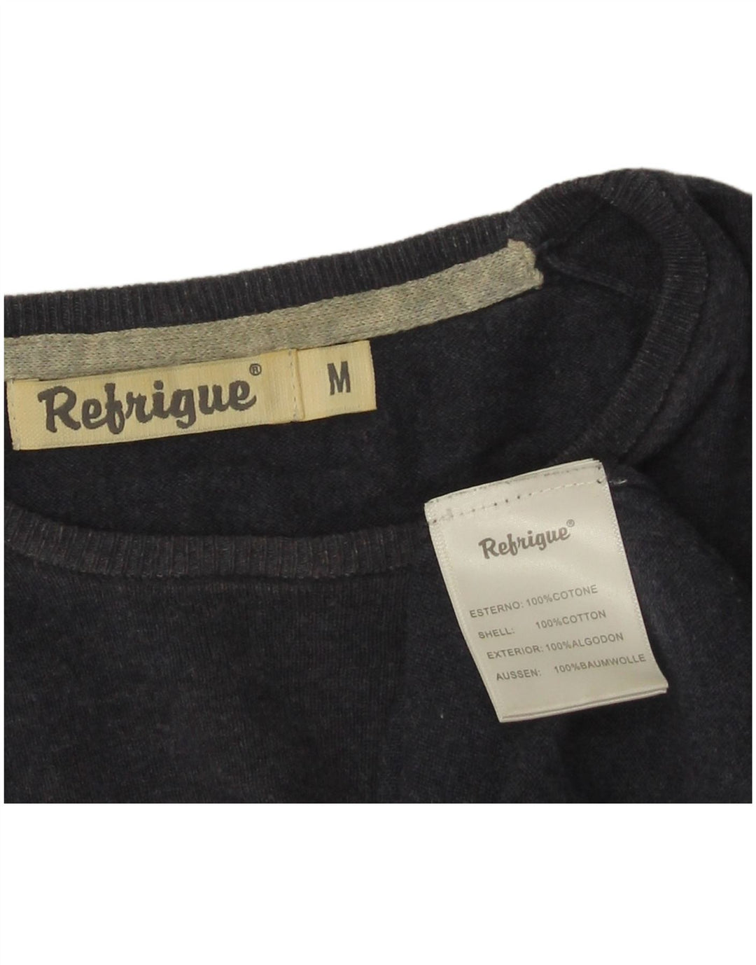 Refrigue Herren-Pullover mit U-Boot-Ausschnitt, mittelmarineblaue Baumwolle