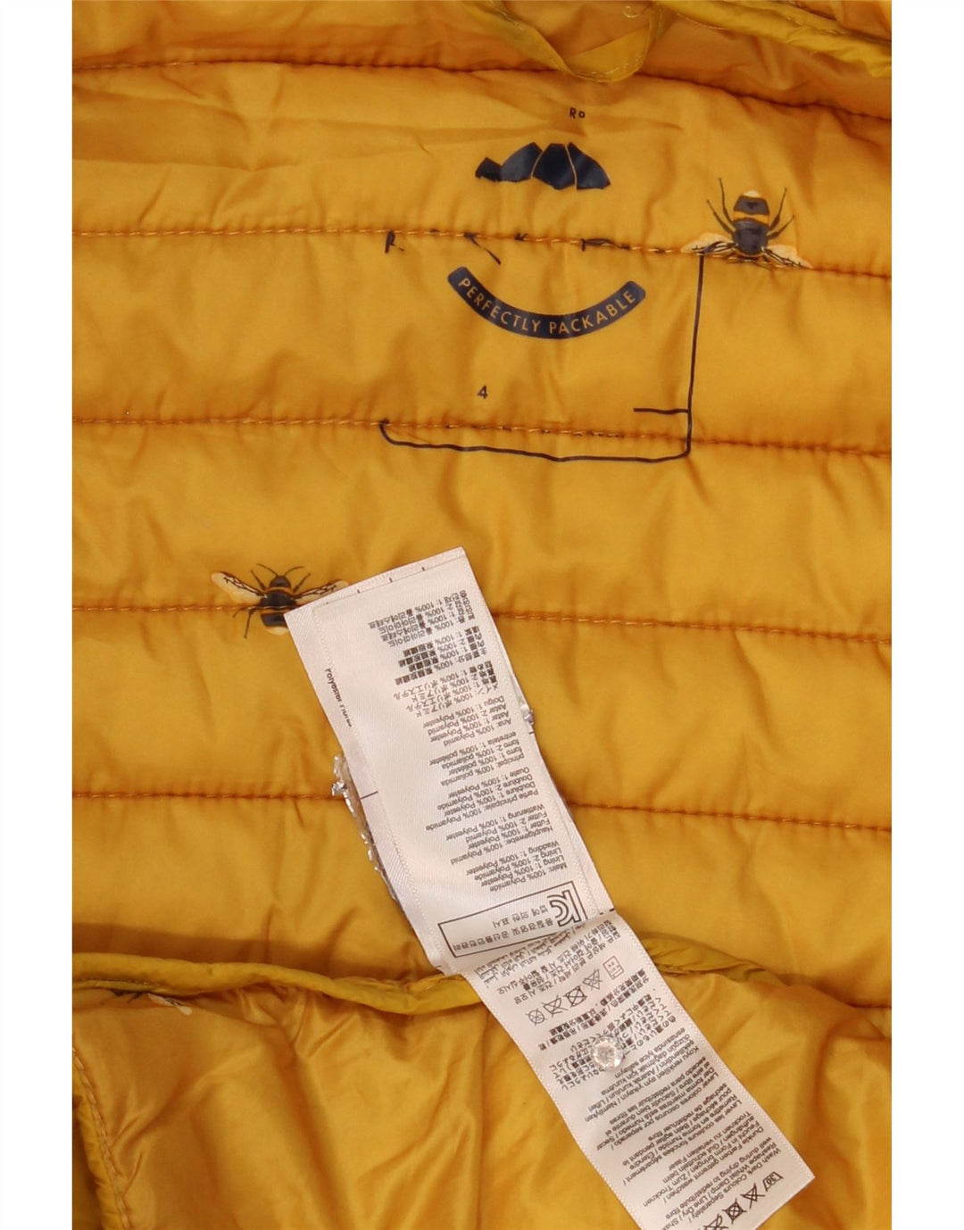 Joules Wattierte Damenjacke mit Kapuze, UK 14, Mittelgelb, Polyamid