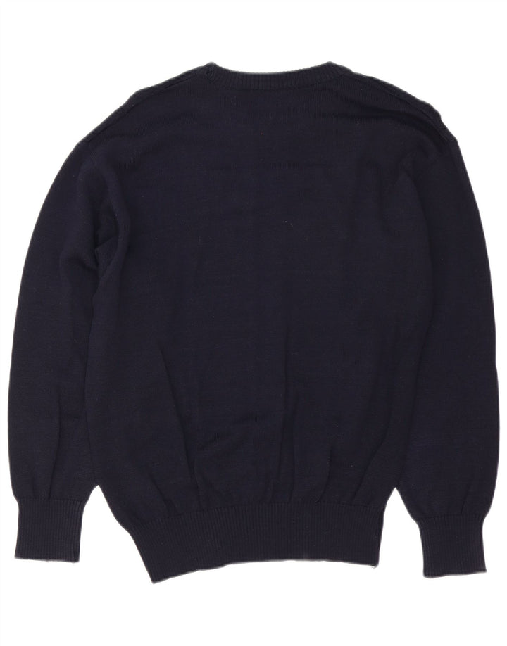 Breidhof Herren-Pullover mit Rundhalsausschnitt, IT 50, mittelmarineblaue Schurwolle