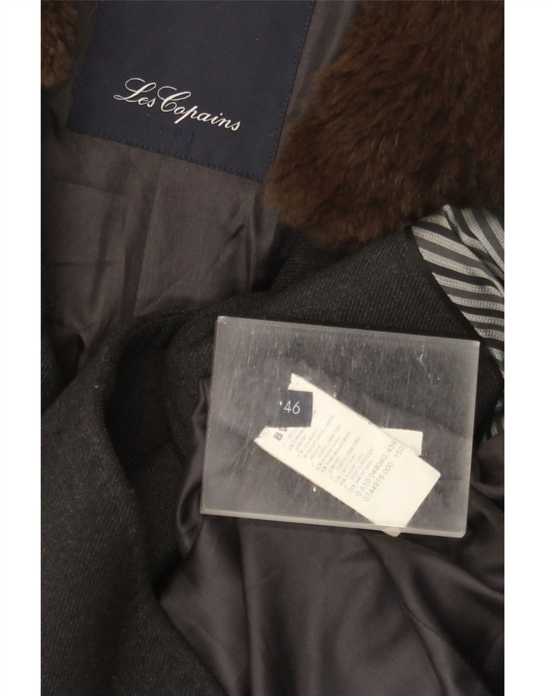 Les Copains Damen Mantel IT 46 Large Grau Polyester