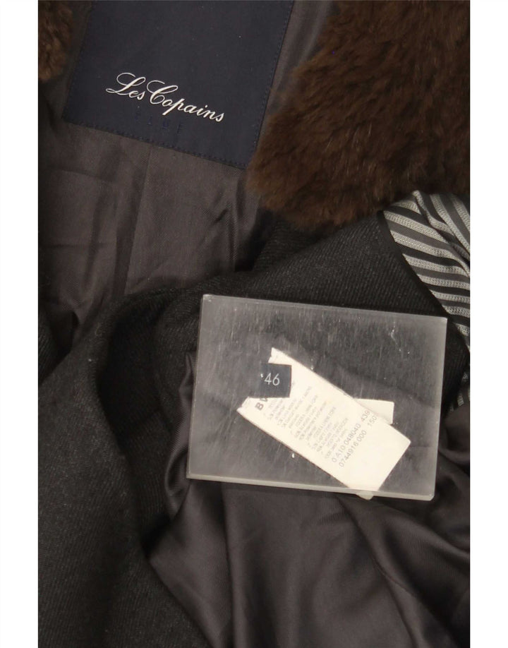 Les Copains Damen Mantel IT 46 Large Grau Polyester