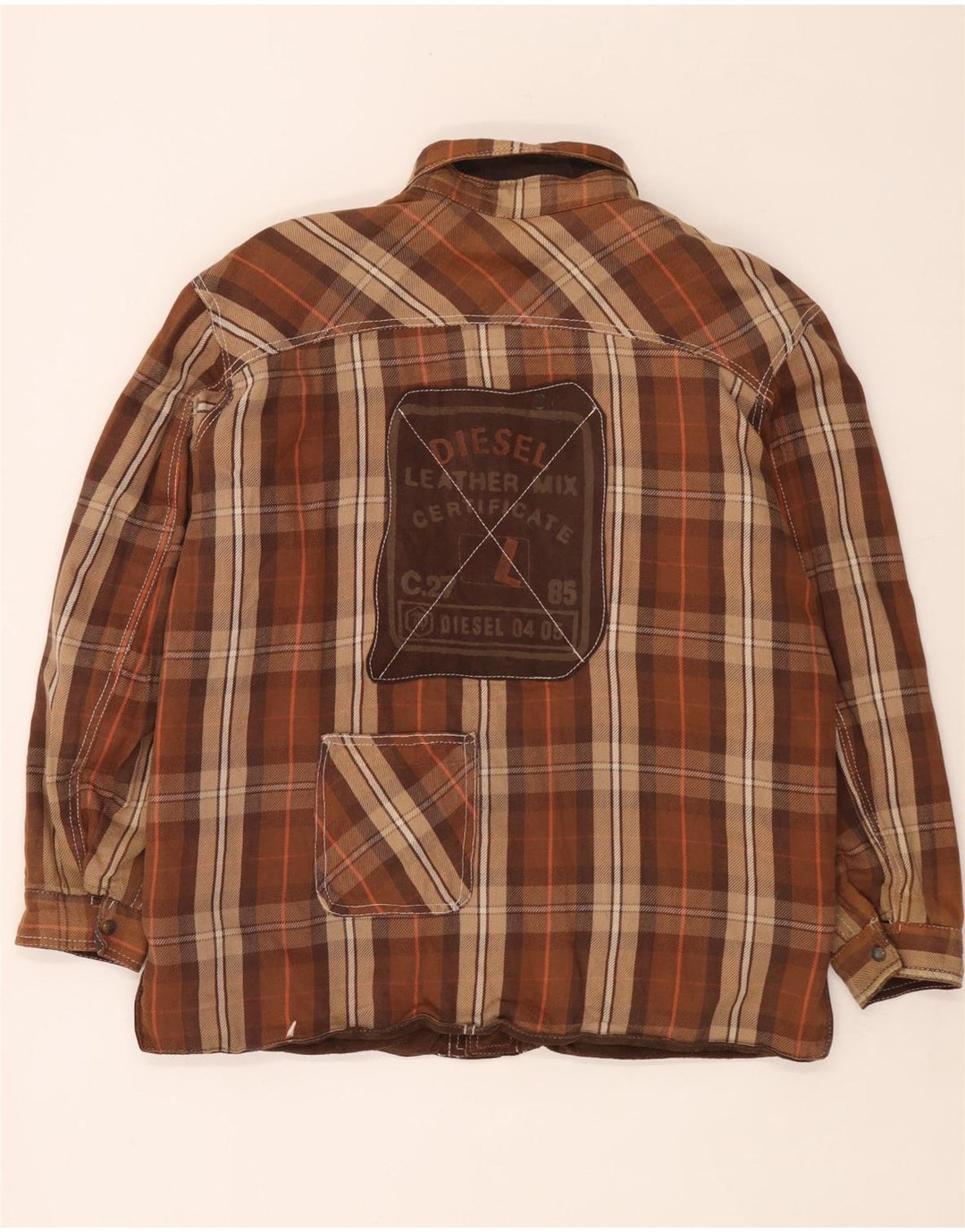 Diesel Herren Wendejacke UK 40 Großes braun kariertes Leder