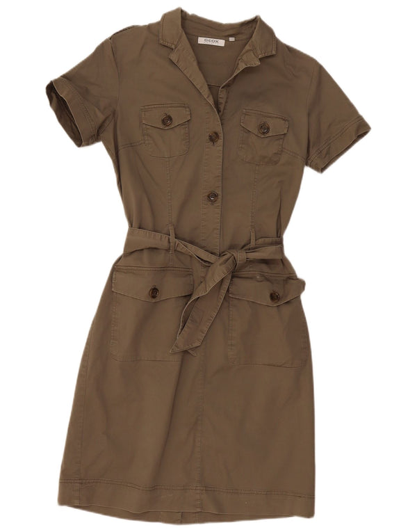 Geox Damen Respira Militärhemdkleid UK 12 Medium Khaki