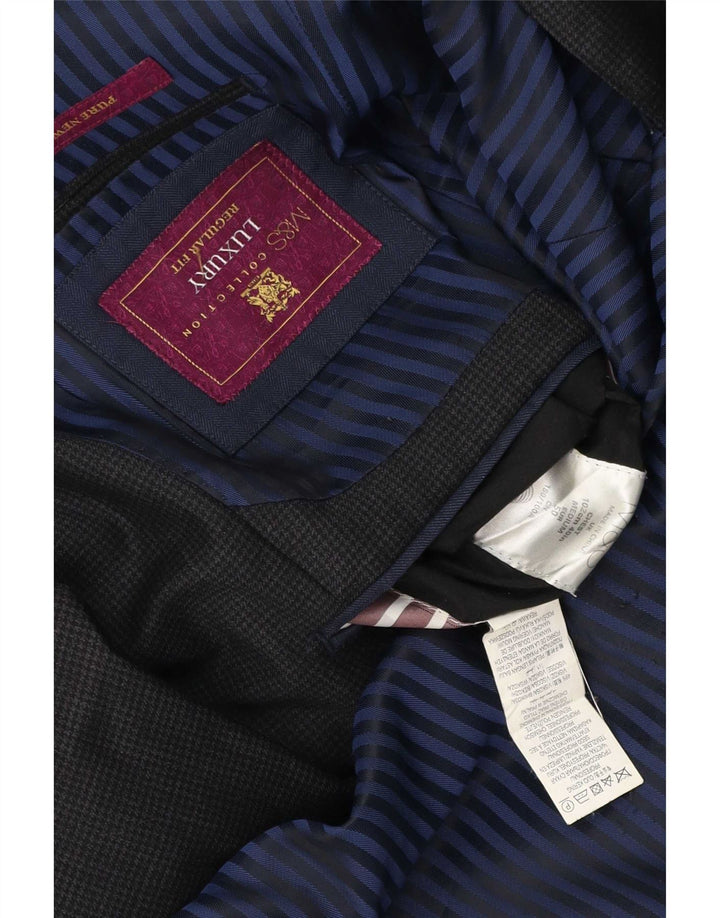Marks & Spencer Herren-Blazer mit 2 Knöpfen, UK 40, Mittelgrau mit Hahnentrittmuster