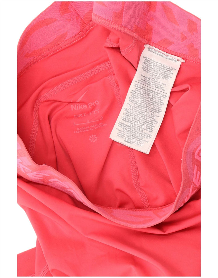 Nike Womens Dri Fit Graphic Capri-Leggings UK 14 Large Pink Polyester