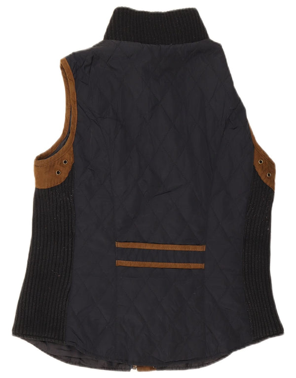 Zara Damen Steppweste UK 14 Large Marineblau Colourblock Polyester