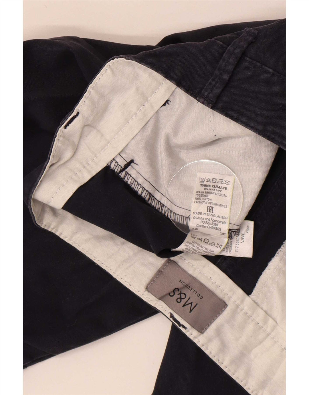 Marks & Spencer Herren-Chinoshorts W30, mittelmarineblaue Baumwolle