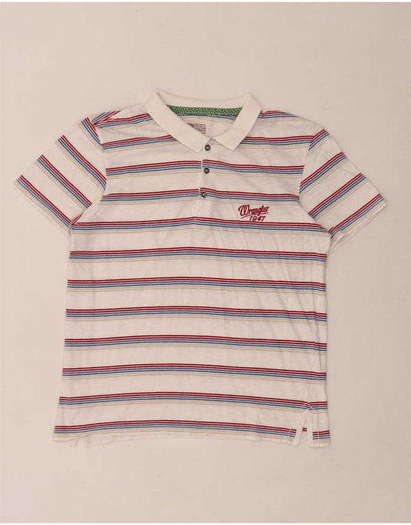 Wrangler Damen Poloshirt UK 12 Mittelweiß gestreift
