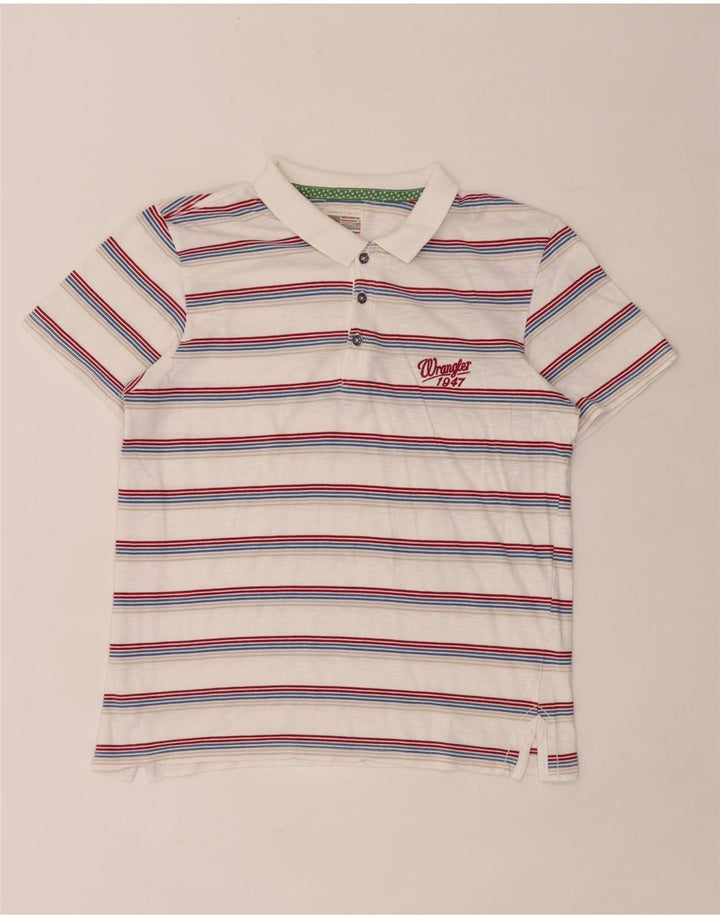 Wrangler Damen Poloshirt UK 12 Mittelweiß gestreift