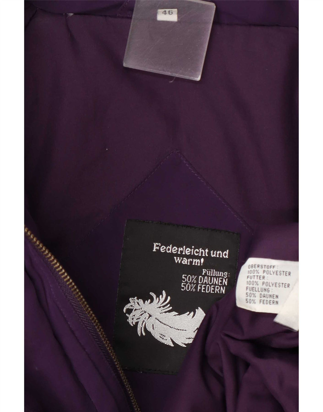 Vintage Damen Übergroßer gepolsterter Mantel EU 46 XL Lila Polyester