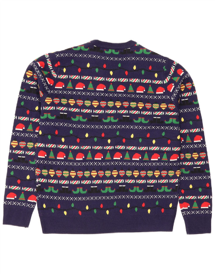 Marks & Spencer Herren-Pullover mit Rundhalsausschnitt, mittelgroß, Marineblau, Weihnachten