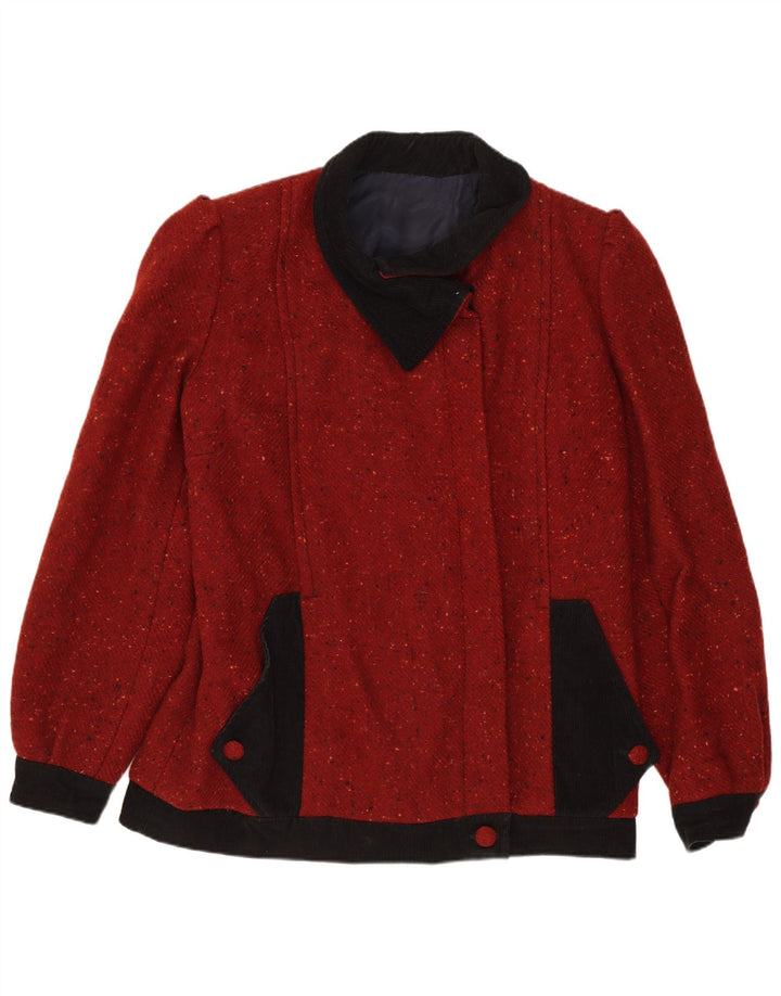 Vintage Damen Bomberjacke UK 16 Large Burgundy Flecked