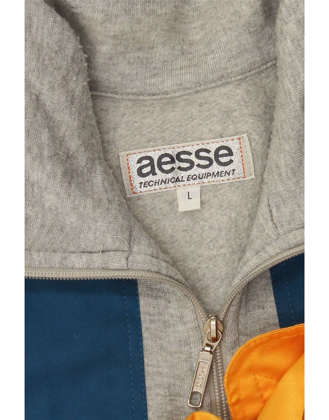 Aesse Herren-Sweatshirt mit Reißverschluss am Hals, groß, Grau, Farbblock