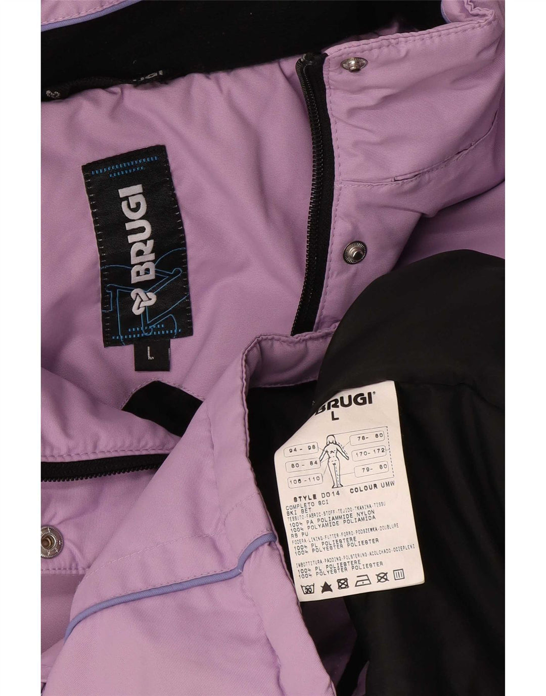 Brugi Damen Skijacke mit Kapuze UK 16 Large Lila Colourblock Polyester