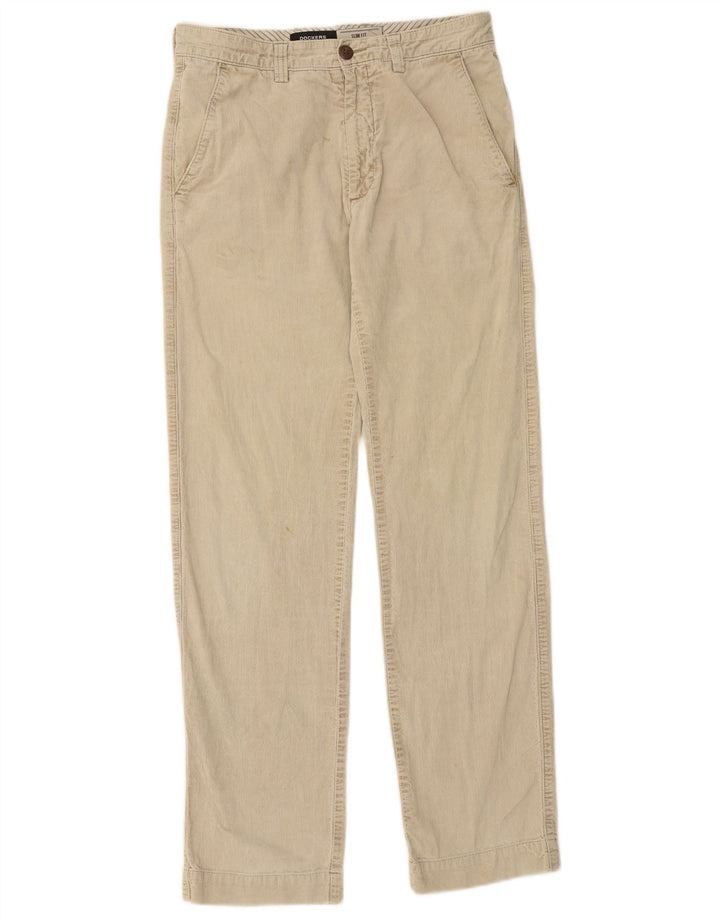DOCKERS Mens Straight Corduroy Trousers W30 L32 Beige