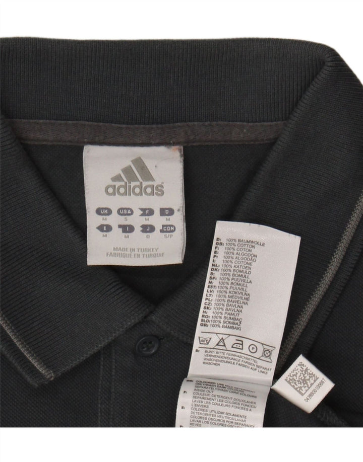 ADIDAS Mens Polo Shirt Medium Grey Cotton
