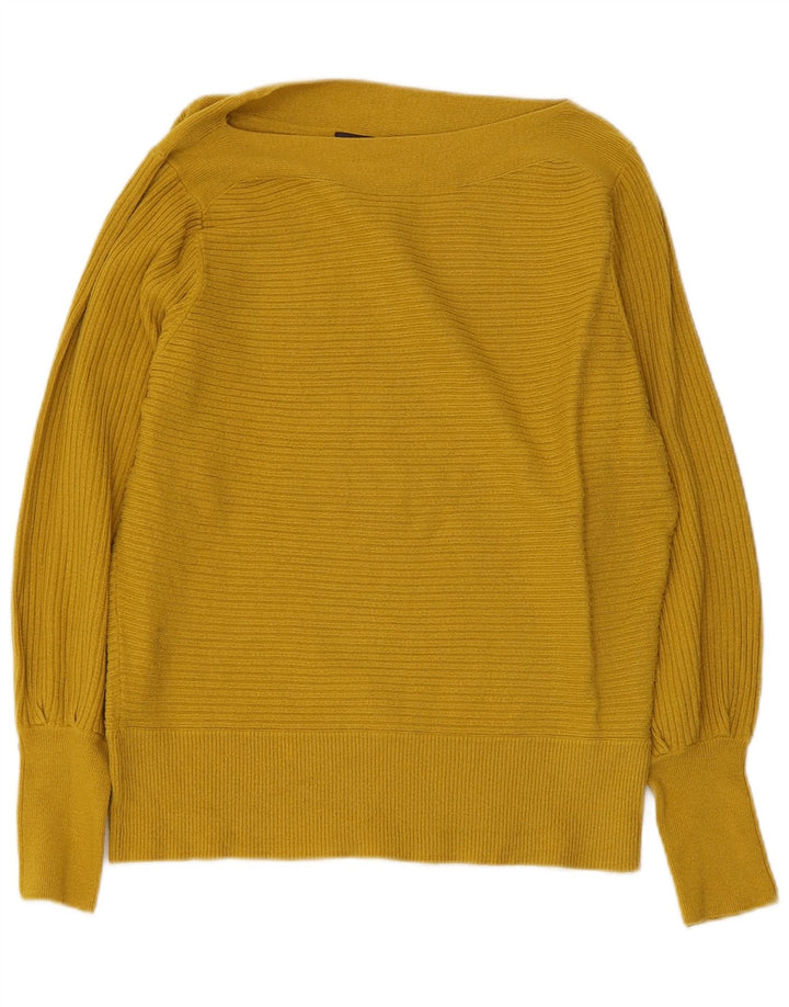Marks & Spencer Damen-Pullover mit U-Boot-Ausschnitt, UK 14, mittelgelbe Viskose