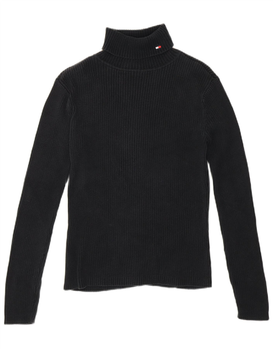 TOMMY HILFIGER Damen Rollkragenpullover Pullover UK 8 Small Schwarze Baumwolle