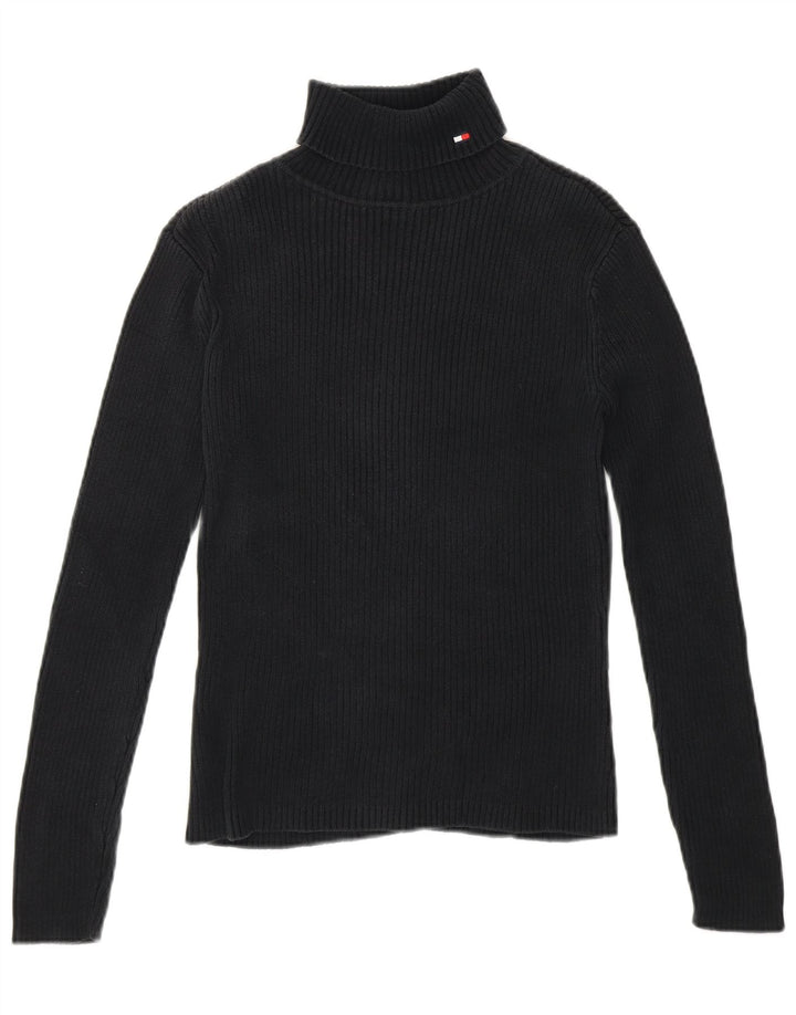 TOMMY HILFIGER Damen Rollkragenpullover Pullover UK 8 Small Schwarze Baumwolle