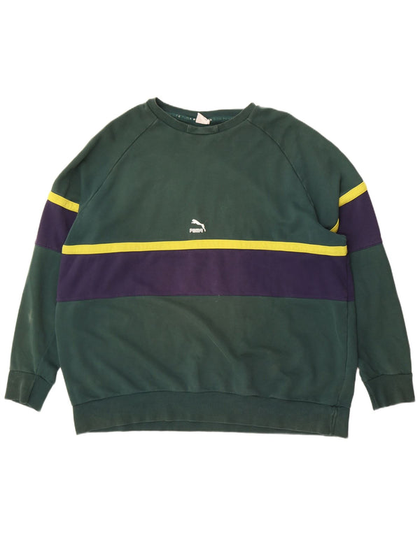 Puma Herren Sweatshirt Pullover 3XL Grün Colourblock Baumwolle