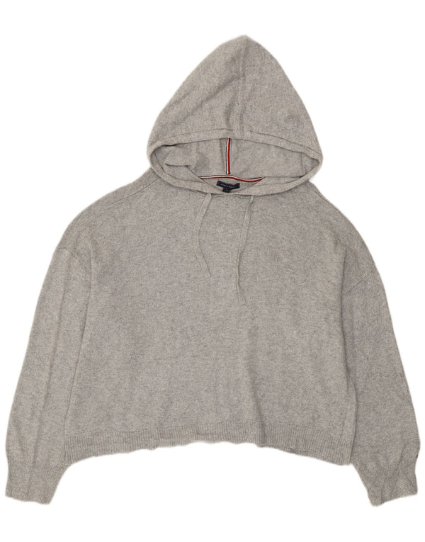 Tommy Hilfiger Damen-Pullover mit übergroßem Kapuzenpullover, UK 18, XL, graue Baumwolle