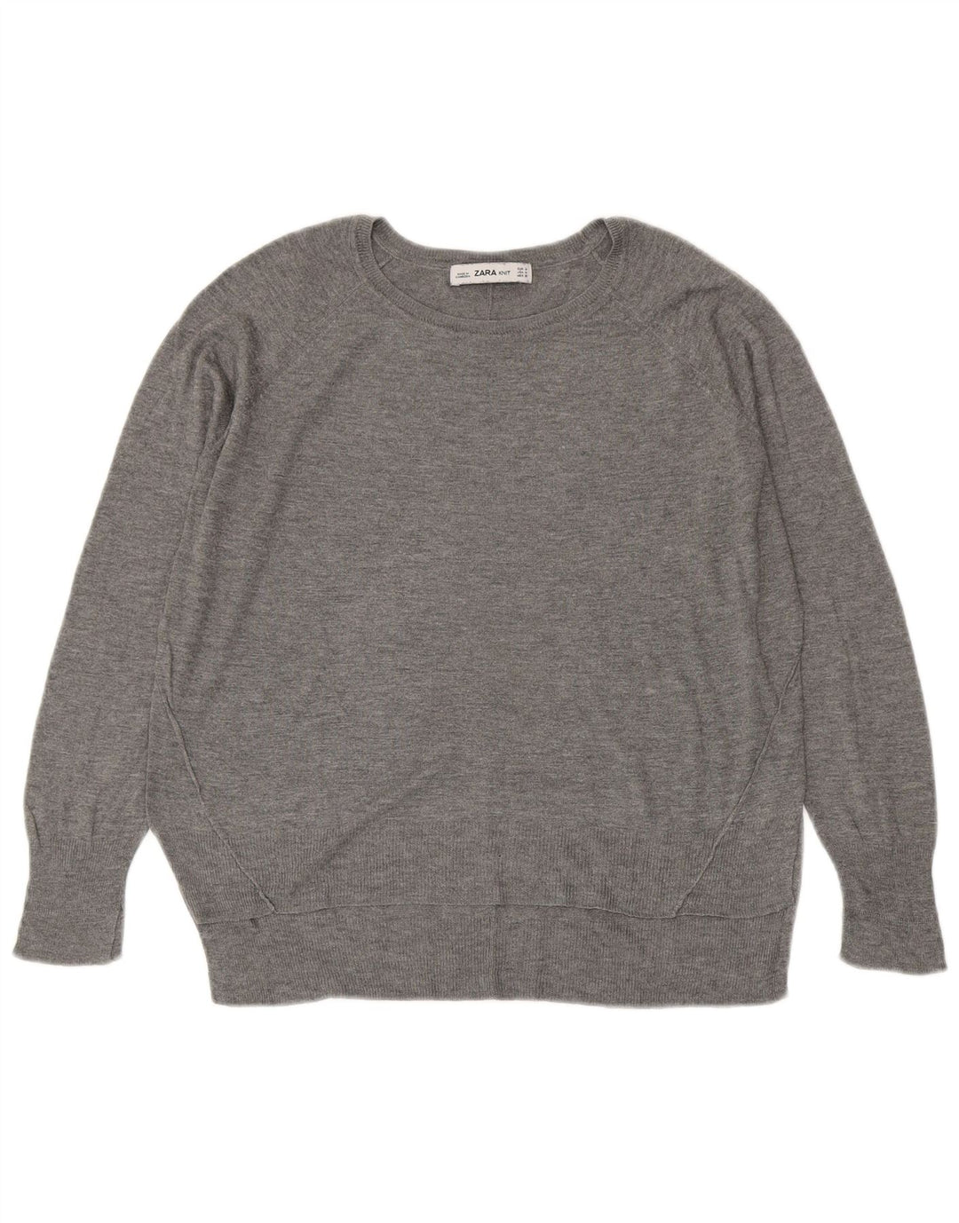 Zara Damen-Pullover mit U-Boot-Ausschnitt, Gr. 14, Mittelgrau