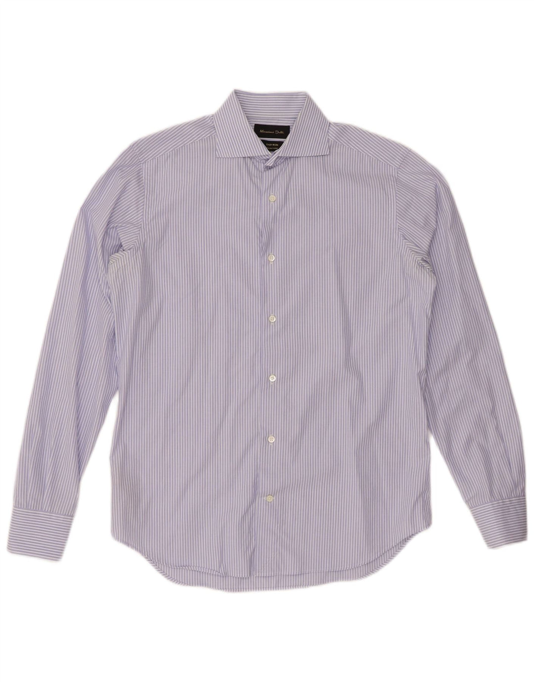 MASSIMO DUTTI Herrenhemd Größe 15 38 Mittelblaue Nadelstreifen-Baumwolle