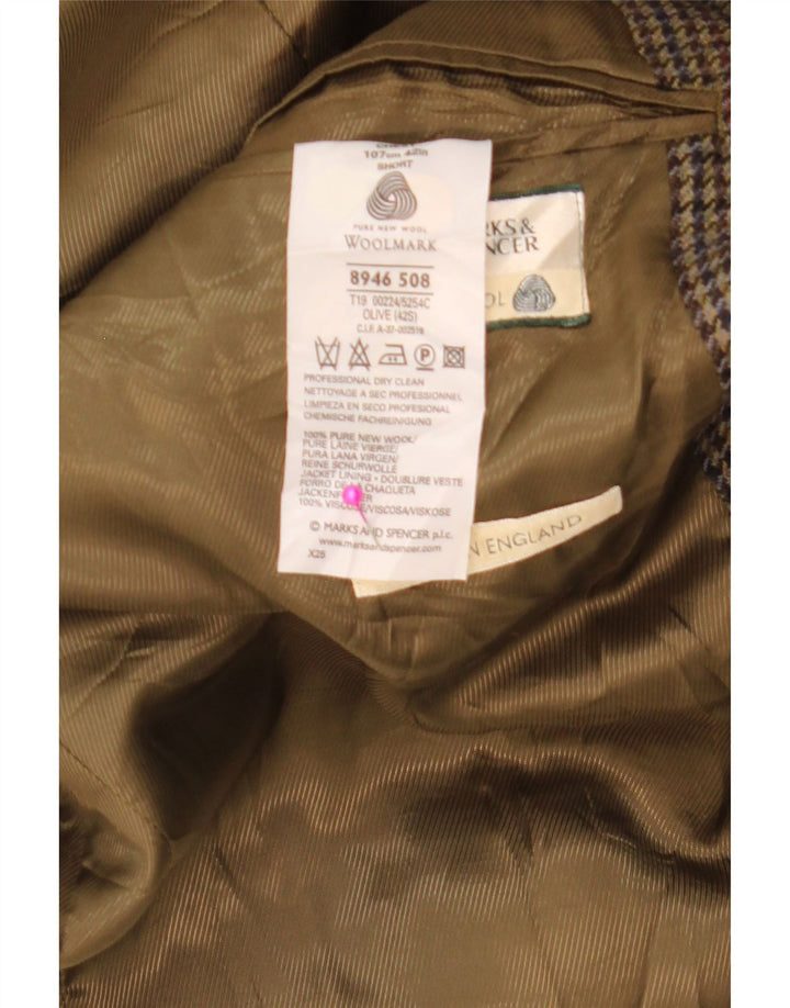 MARKS & SPENCER Herren-Blazer mit 2 Knöpfen, Gr. 42, Khaki, Hahnentrittmuster