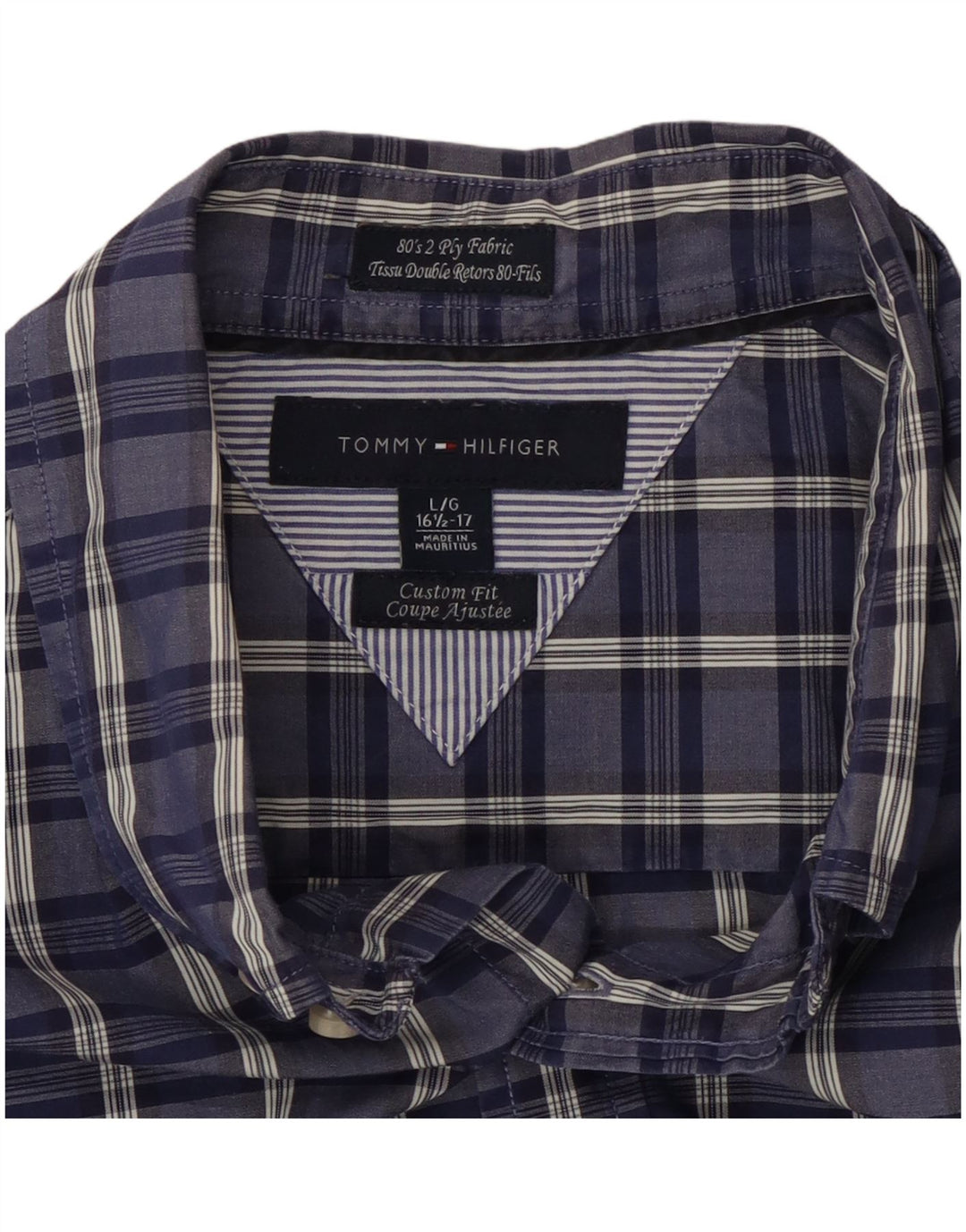 TOMMY HILFIGER Herren-Hemd mit individueller Passform, Größe 16 1/2, großes blaues Karomuster