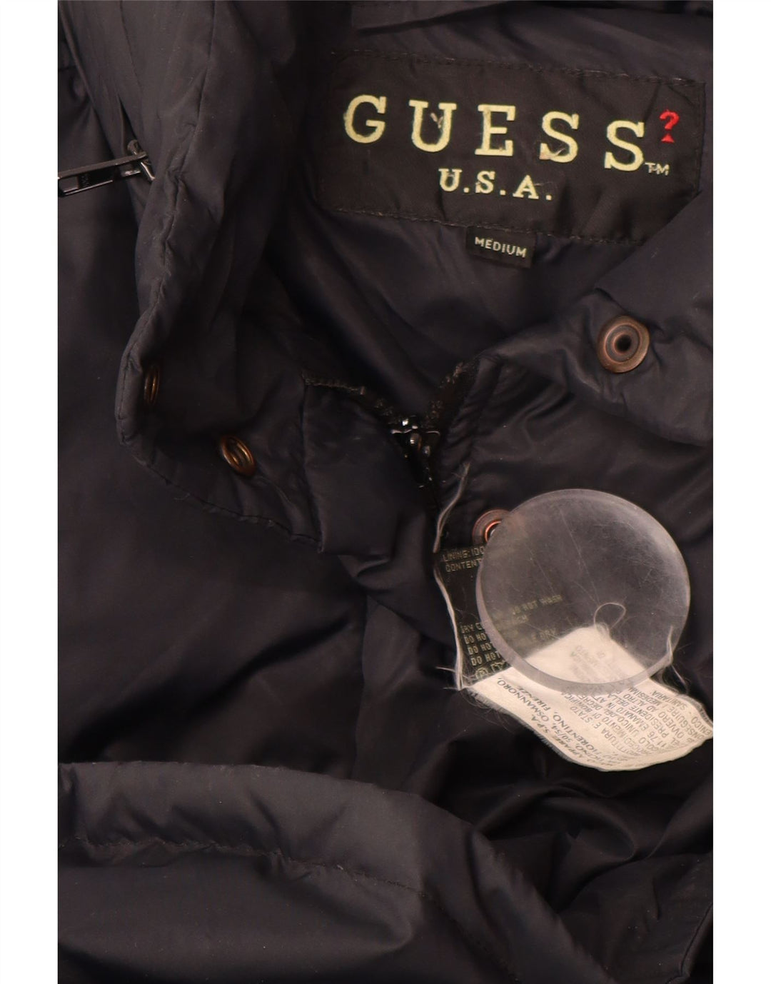 GUESS Damen gepolsterter Mantel UK 14 Mittelschwarzes Nylon