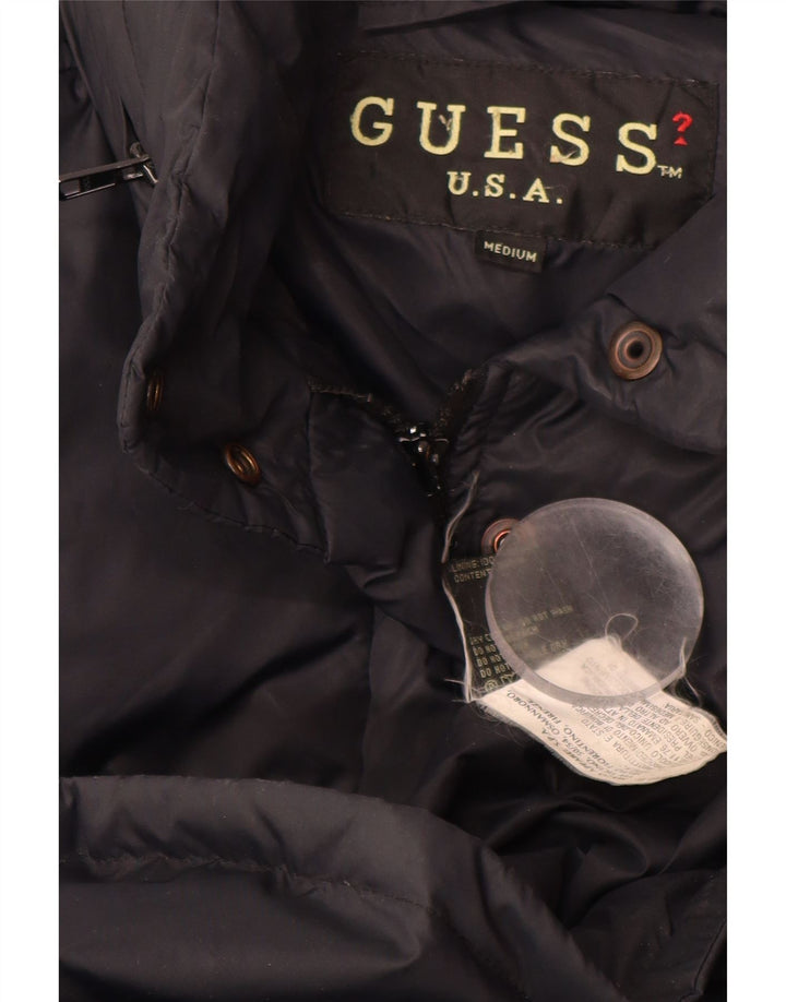 GUESS Damen gepolsterter Mantel UK 14 Mittelschwarzes Nylon